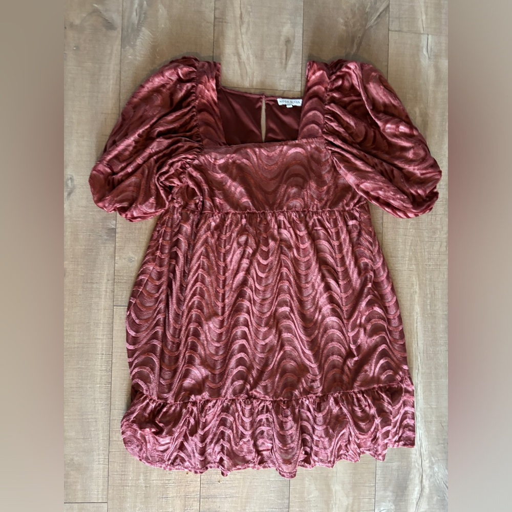 Moon River Red Ocher Mini Dress Large